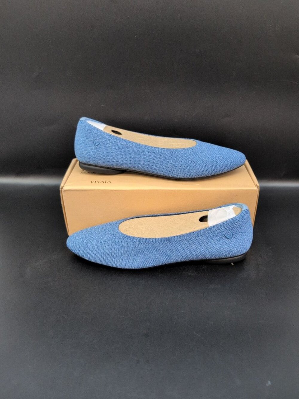 Vivaia Tamia 2.0 Almond Toe Ballet Flats Women's Pumps EU Size 39.5 Denim Blue